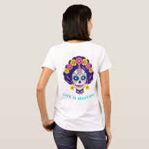 A Vida é Bela Floral Brilhante Menina Caveira de A