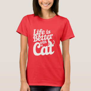 Camiseta A Vida É Boa Com Um Gato
