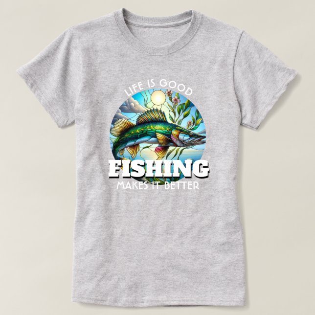 Camiseta A vida é boa pesca (Frente do Design)