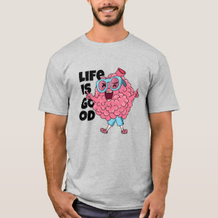 Camiseta A vida é boa T-Shirt com Personagem do Cérebro D
