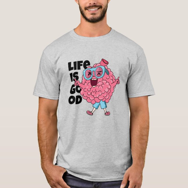 Camiseta A vida é boa | T-Shirt com Personagem do Cérebro D (Frente)