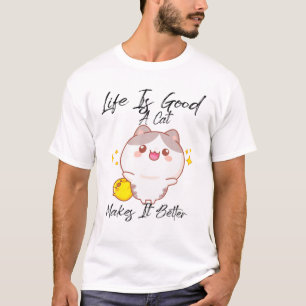 Camiseta A Vida É Boa Um Gato Torna Melhor Para o Dono do G