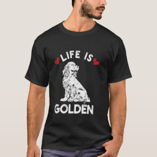 Camiseta A Vida é Cachorro Cute Retriever Dourado Corações 