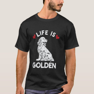 Camiseta A Vida é Cachorro Cute Retriever Dourado Corações