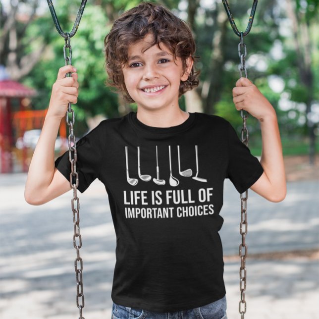 Camiseta A vida é Cheio de escolhas importantes Golfe Natal (Life is Full Of Important Choices Golf Christmas Kids T-Shirt)