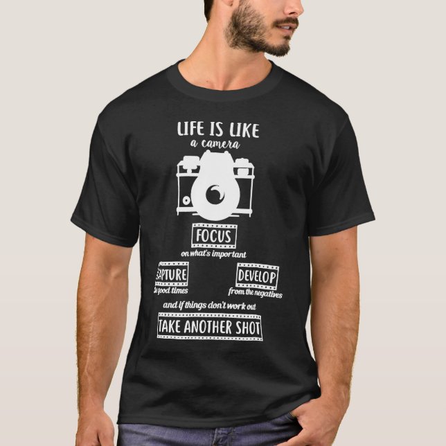 Camiseta A vida é como um presente de câmera para fotógrafo (Frente)