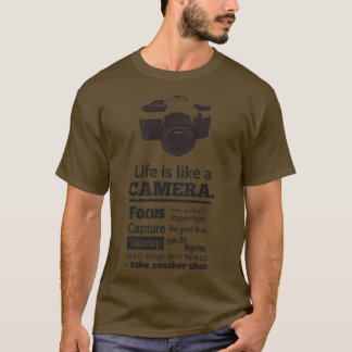 Camiseta A vida é como uma citação de câmera