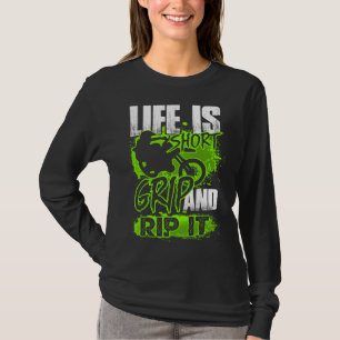 Camiseta A vida é curta - Segure-a e estripe-a - Camisa-cru