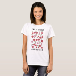 Camiseta A Vida é Curta, Torne-a Doce Citação Boho Flor Sil