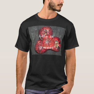 Camiseta A vida é doce, adorável, design de maçãs vermelhas