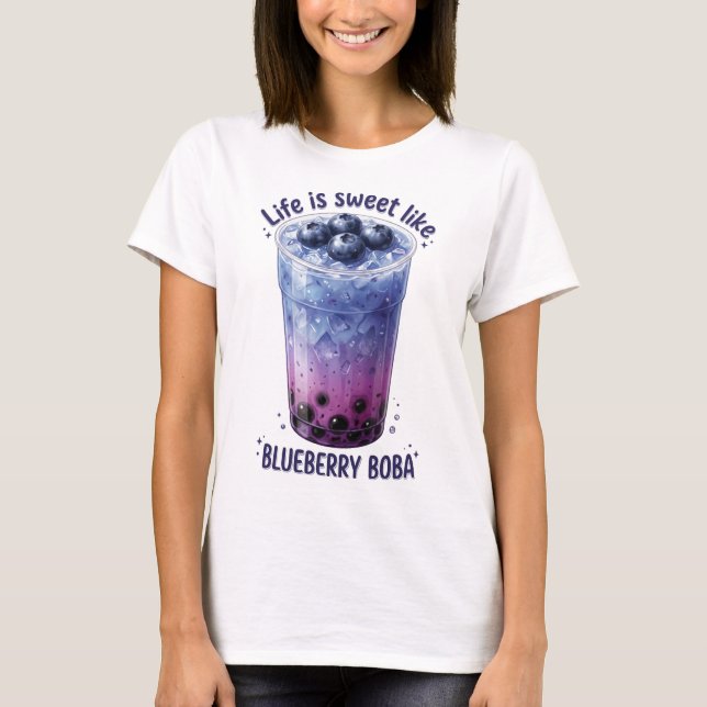 Camiseta A Vida é Doce Como Boba de Mirtilo (Frente)