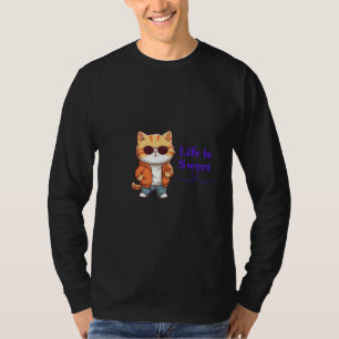 Camiseta A Vida é Doce – Design de Gato Legal para Amantes
