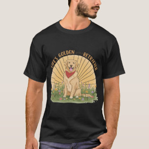 Camiseta A vida é dourada com um Retriever Fofo - design Go