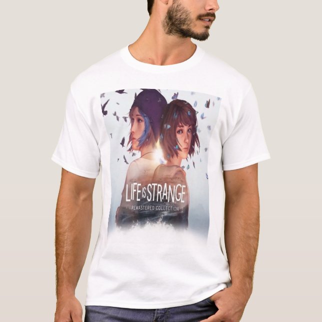 Camiseta A vida é estranha e o gráfico de coleta remota (Frente)