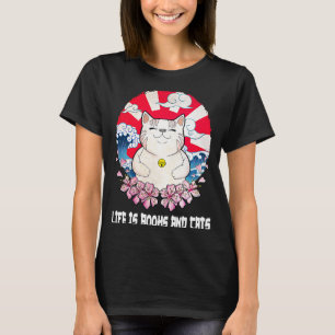 Camiseta A vida é livros e livros de gatos Cat Mamãe Bookwo