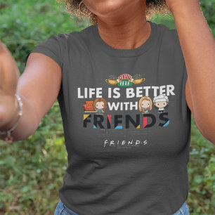 Camiseta A vida é melhor com a arte Chibi dos AMIGOS™