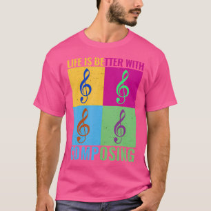 Camiseta A Vida É Melhor Com A Composição Colorida C Clássi