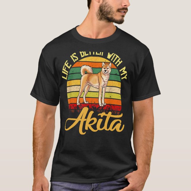 Camiseta A Vida É Melhor Com A Minha Akita (Frente)