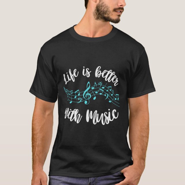 Camiseta A Vida É Melhor Com A Nota De Citação De Músicos (Frente)