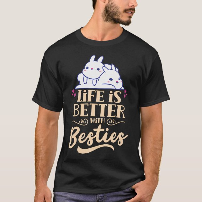 Camiseta A Vida é Melhor Com Amizade de Melhores Amigas Mel (Frente)