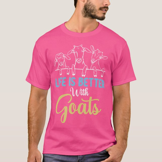 Camiseta A Vida É Melhor Com Cabras Legal Ao Longo Da Cabra (Frente)