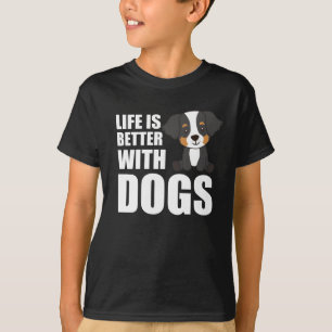 Camiseta A Vida É Melhor Com Cachorros Bergueses Cachorros