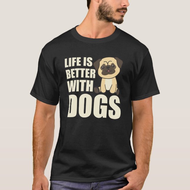 Camiseta A Vida É Melhor Com Cães Doce Cachorro Marrom (Frente)
