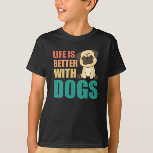 Camiseta A Vida É Melhor Com Cães Doces Cachorros Verdes