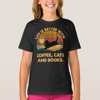 Camiseta A vida é melhor com cafés e livros Clássicos