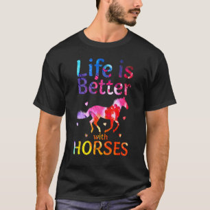 Camiseta A Vida é Melhor Com Cavalos Adorável Cavalgada C