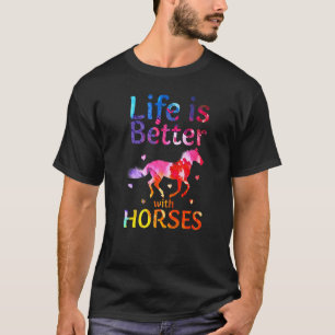 Camiseta A Vida É Melhor Com Cavalos Coroados Andando H