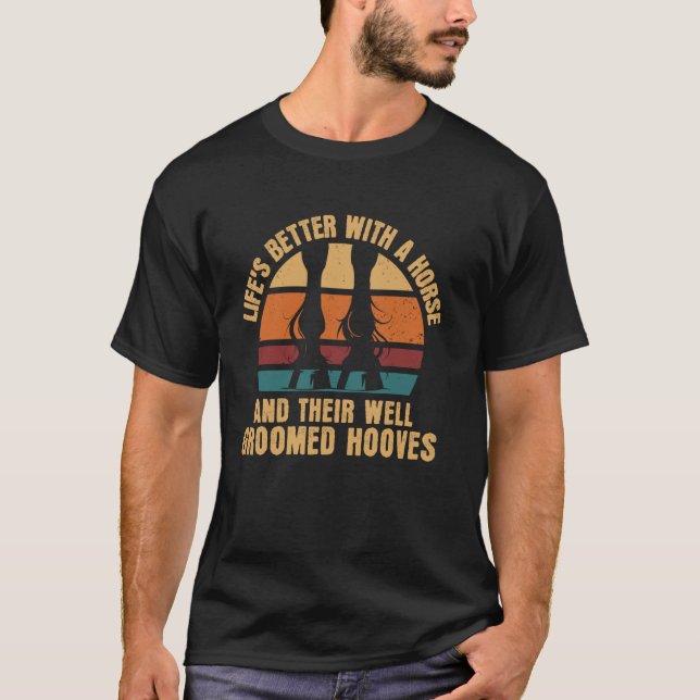 Camiseta A Vida é Melhor Com Cavalos Dito Engraçado Equestr (Frente)