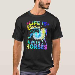 Camiseta A Vida É Melhor Com Cavalos Prêmio De Equitação