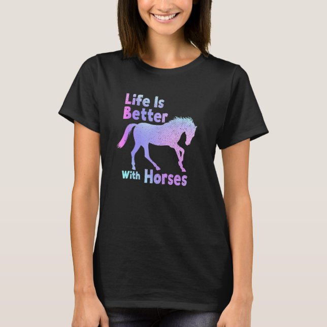 Camiseta A Vida É Melhor Com Cavalos Que Dormem Engraçados (Frente)