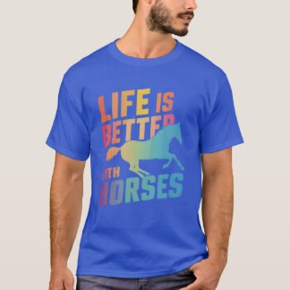Camiseta A Vida É Melhor Com Cavalos Raparigas Cavaleiras R