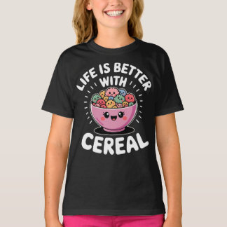 Camiseta A Vida É Melhor Com Cereal Fofo