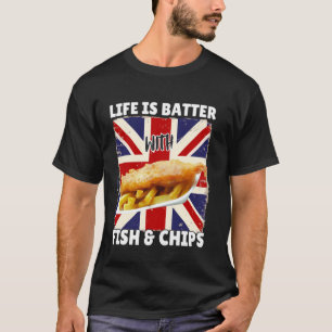 Camiseta A Vida é Melhor Com Fish and Chips - Comida Britân