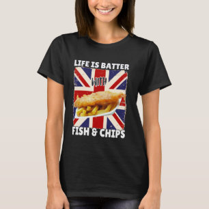 Camiseta A Vida é Melhor com Fish and Chips - Comida Britân