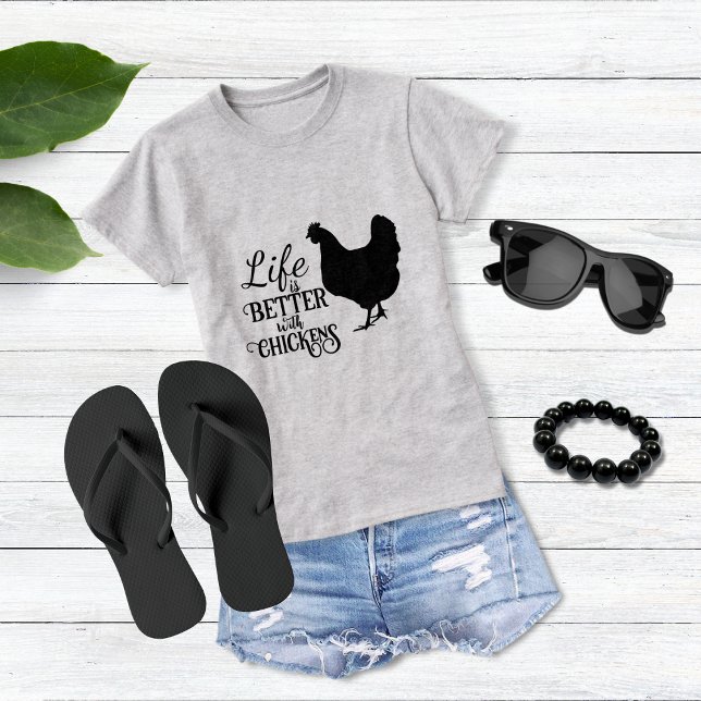 Camiseta A vida é melhor com galinhas, T-Shirt (Criador carregado)