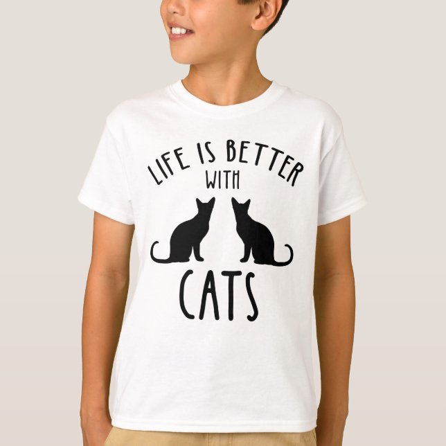 Camiseta A Vida É Melhor Com Gatos (Frente)