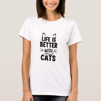 Camiseta A vida é melhor com gatos