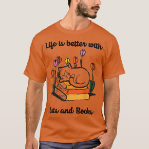 Camiseta A Vida É Melhor Com Gatos E Livros Para Gato E Boi