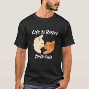 Camiseta A Vida é Melhor Com Gatos Fofo Dia dos Namorados G