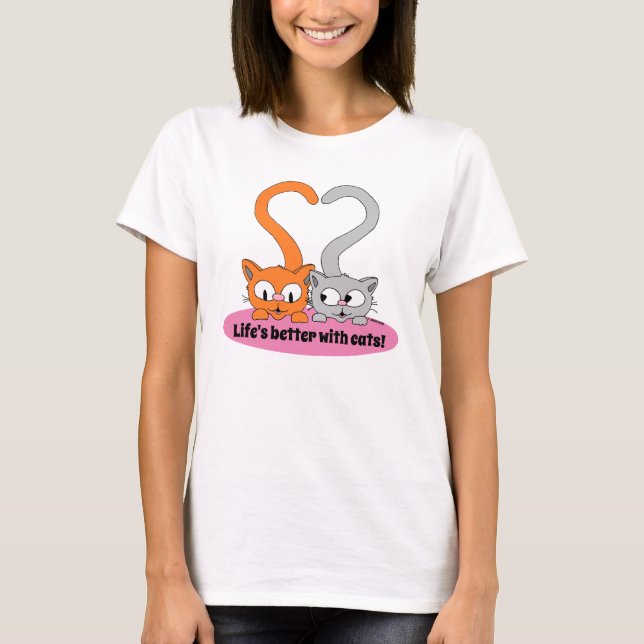 Camiseta A Vida é Melhor Com Gatos Fofos Gatinhos (Frente)