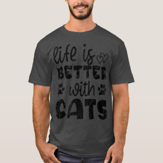 Camiseta A Vida É Melhor Com Gatos Gatinhos Engraçados Ao L