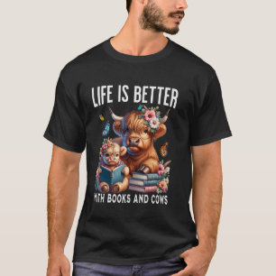 Camiseta A Vida É Melhor Com Livros e Vacas Amam Bookworm