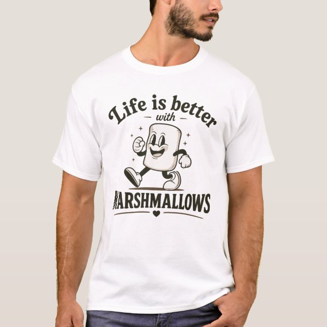 Camiseta A vida é melhor com marshmallows (Frente)