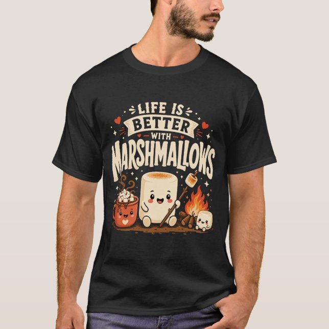 Camiseta A vida é melhor com marshmallows (Frente)