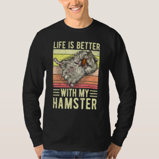 Camiseta A Vida É Melhor Com Meu Hamster Ama Meu Hammy