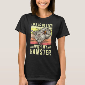 Camiseta A Vida É Melhor Com Meu Hamster Ama Meu Hammy